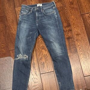 Agolde womans Distressed Blue Skinny Jeans